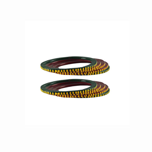 Pure Lakh Traditional Matthi Hinglu Rajasthani bangle (Pack Of 10) (sku-ban3039)