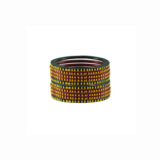Pure Lakh Traditional Matthi Hinglu Rajasthani bangle (Pack Of 10) (sku-ban3039)