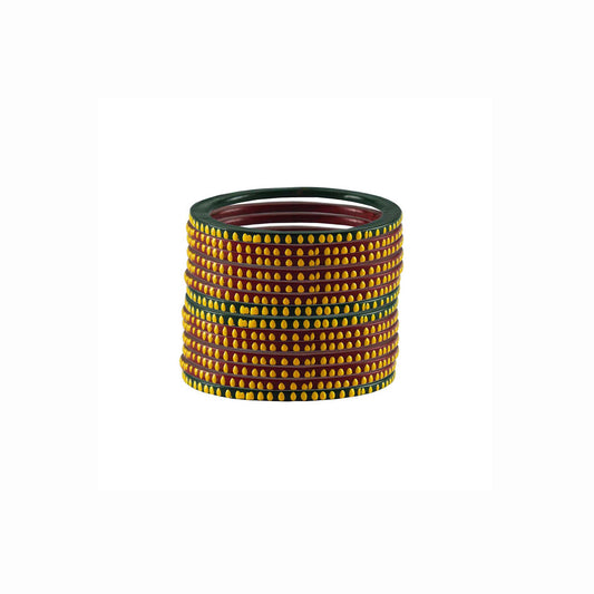 Pure Lakh Traditional Matthi Hinglu Rajasthani bangle (Pack Of 14) (sku-ban3040)