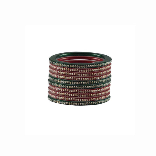 Pure Lakh Traditional Hinglu Rajasthani bangle (Pack Of 10) (sku-ban3044)