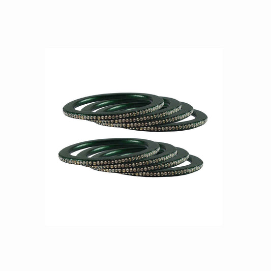Green Stone Lac Pure Lakh Rajasthani Bangle (Pack Of 8) (sku-ban3046)