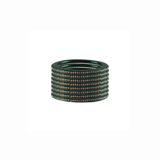 Green Stone Lac Pure Lakh Rajasthani Bangle (Pack Of 8) (sku-ban3046)