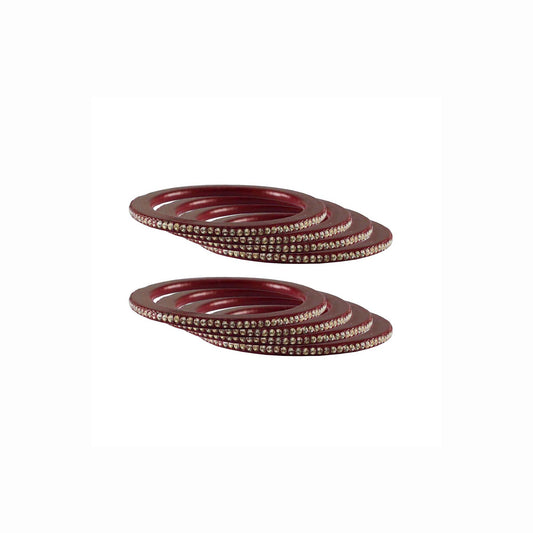 Red Stone Lac Pure Lakh Rajasthani Bangle (Pack Of 8) (sku-ban3047)