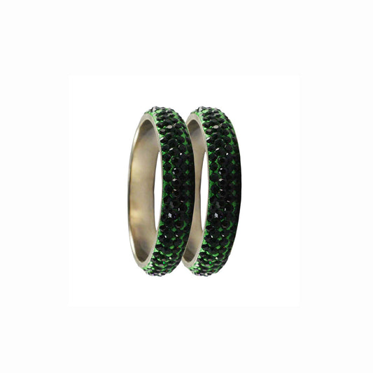 Green Stone Brass Bangle With Extra Large Size  (Pack Of 2) (sku-ban3166)