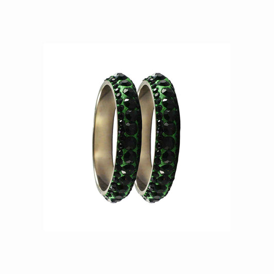 Green Stone Brass Bangle With Extra Large Size  (Pack Of 2) (sku-ban3167)