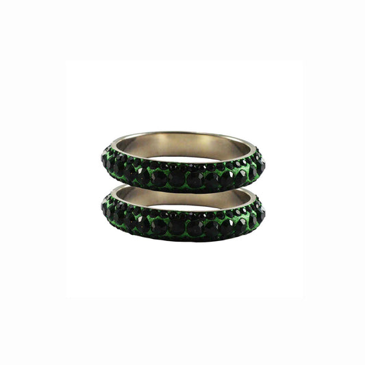 Green Stone Brass Bangle With Extra Large Size  (Pack Of 2) (sku-ban3167)