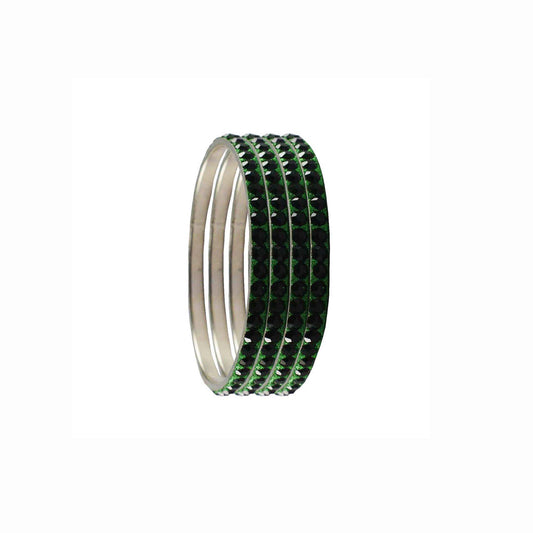 Green Stone Brass Bangle With Extra Large Size  (Pack Of 4) (sku-ban3168)