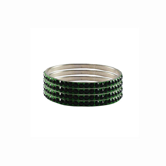 Green Stone Brass Bangle With Extra Large Size  (Pack Of 4) (sku-ban3168)
