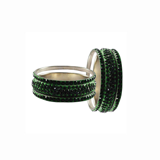 Green Stone Brass Bangle With Extra Large Size  (Pack Of 6) (sku-ban3169)