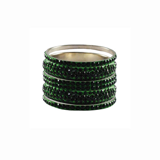 Green Stone Brass Bangle With Extra Large Size  (Pack Of 6) (sku-ban3169)