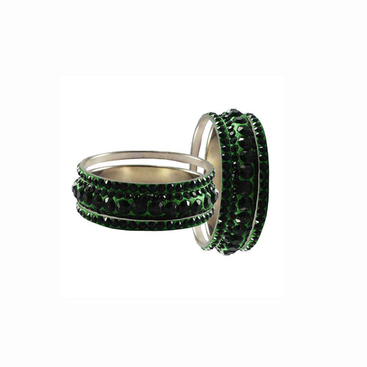 Green Stone Brass Bangle With Extra Large Size  (Pack Of 6) (sku-ban3170)