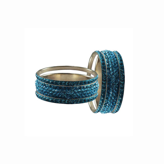 Firozi Stone Brass Bangle With Extra Large Size  (Pack Of 6) (sku-ban3174)