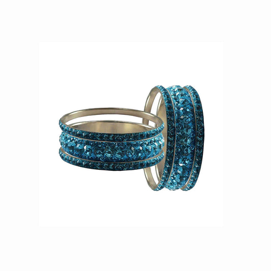 Firozi Stone Brass Bangle With Extra Large Size  (Pack Of 6) (sku-ban3175)