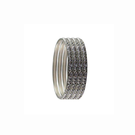 White Stone Brass Bangle With Extra Large Size  (Pack Of 4) (sku-ban3178)