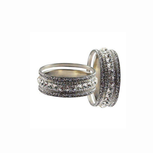 White Stone Brass Bangle With Extra Large Size  (Pack Of 6) (sku-ban3179)