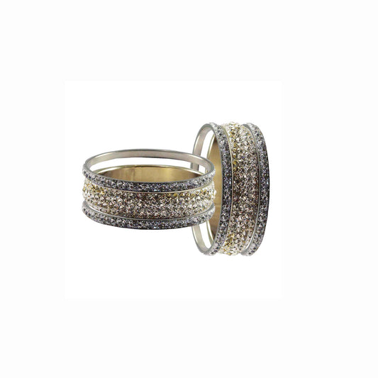 White Stone Brass Bangle With Extra Large Size  (Pack Of 6) (sku-ban3180)