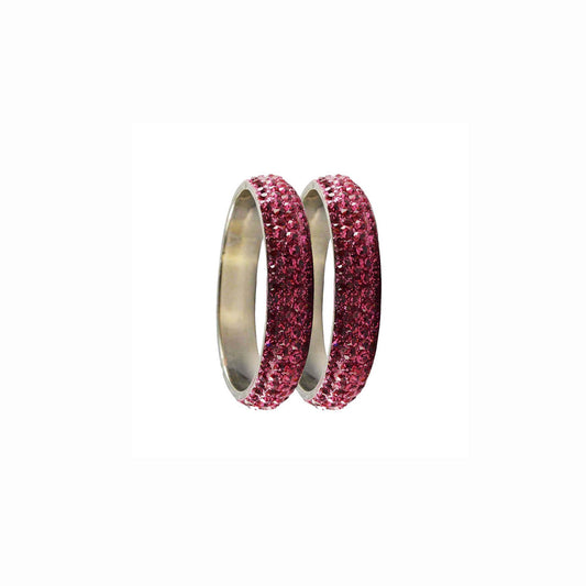 Light Rani Stone Brass Bangle With Extra Large Size  (Pack Of 2) (sku-ban3182)