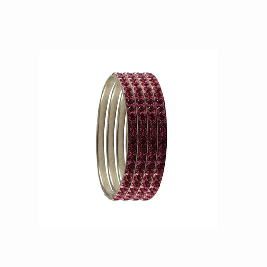 Light Rani Stone Brass Bangle With Extra Large Size  (Pack Of 4) (sku-ban3183)