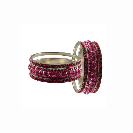 Light Rani Stone Brass Bangle With Extra Large Size  (Pack Of 6) (sku-ban3184)