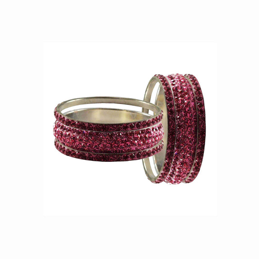 Light Rani Stone Brass Bangle With Extra Large Size  (Pack Of 6) (sku-ban3185)