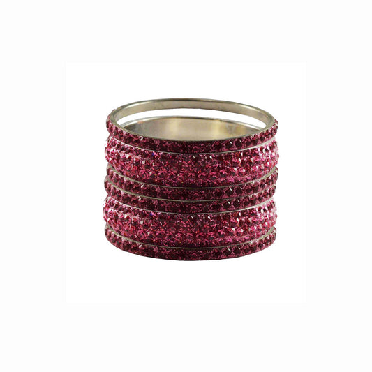 Light Rani Stone Brass Bangle With Extra Large Size  (Pack Of 6) (sku-ban3185)