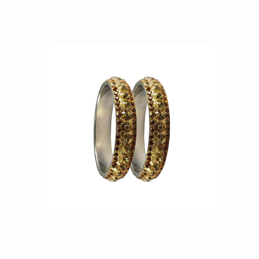 Golden Stone Brass Bangle With Extra Large Size  (Pack Of 2) (sku-ban3186)