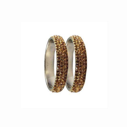 Golden Stone Brass Bangle With Extra Large Size  (Pack Of 2) (sku-ban3187)