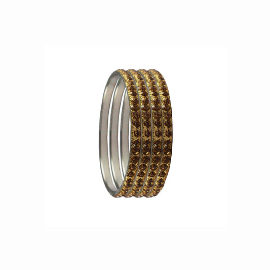 Golden Stone Brass Bangle With Extra Large Size  (Pack Of 4) (sku-ban3188)