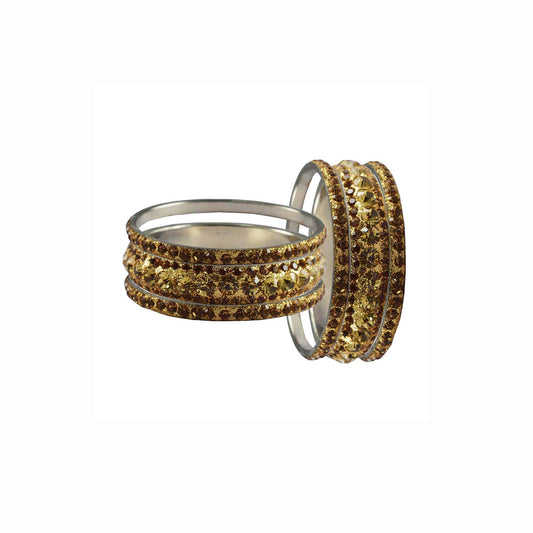 Golden Stone Brass Bangle With Extra Large Size  (Pack Of 6) (sku-ban3189)