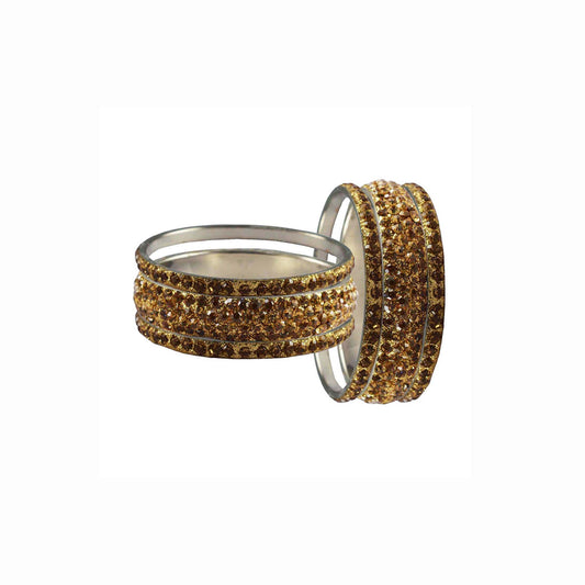 Golden Stone Brass Bangle With Extra Large Size  (Pack Of 6) (sku-ban3190)