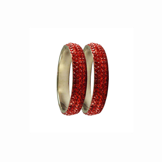 Red Stone Brass Bangle With Extra Large Size  (Pack Of 2) (sku-ban3191)