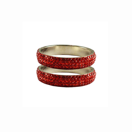 Red Stone Brass Bangle With Extra Large Size  (Pack Of 2) (sku-ban3191)