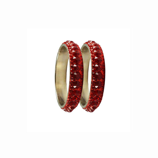 Red Stone Brass Bangle With Extra Large Size  (Pack Of 2) (sku-ban3192)