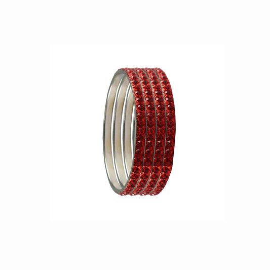 Red Stone Brass Bangle With Extra Large Size  (Pack Of 4) (sku-ban3193)