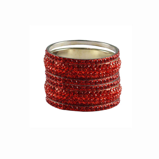 Red Stone Brass Bangle With Extra Large Size  (Pack Of 6) (sku-ban3194)