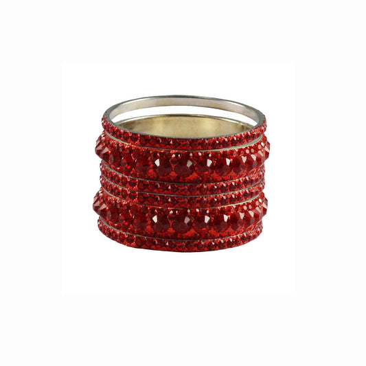 Red Stone Brass Bangle With Extra Large Size  (Pack Of 6) (sku-ban3195)