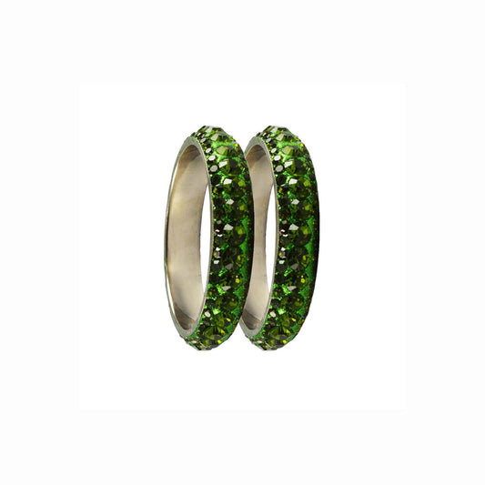 Light Green Stone Brass Bangle With Extra Large Size  (Pack Of 2) (sku-ban3196)