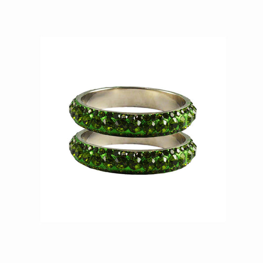 Light Green Stone Brass Bangle With Extra Large Size  (Pack Of 2) (sku-ban3196)