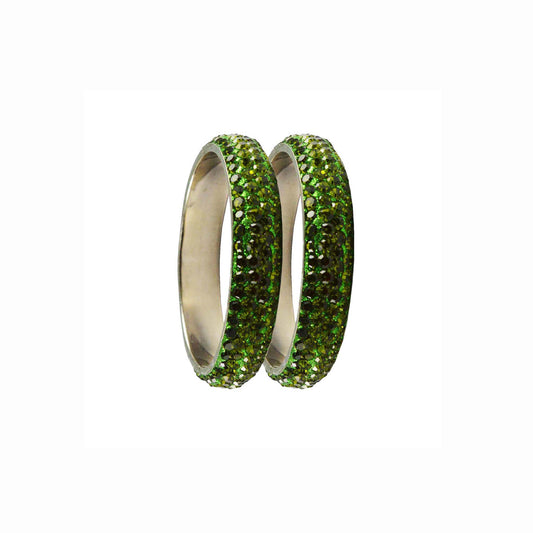 Light Green Stone Brass Bangle With Extra Large Size  (Pack Of 2) (sku-ban3197)