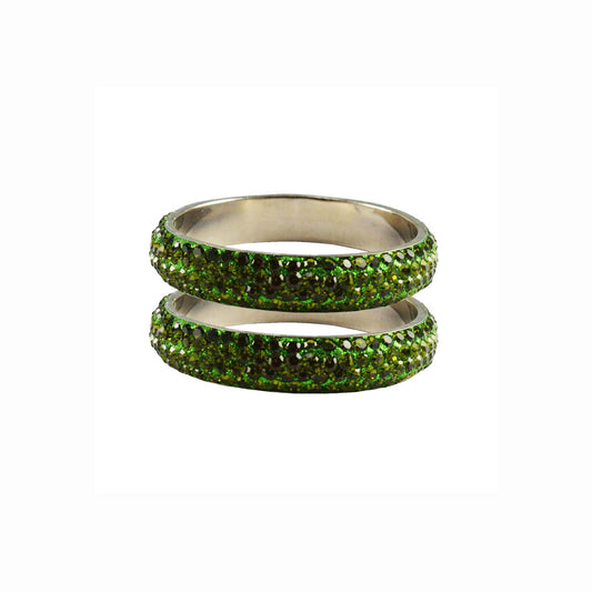 Light Green Stone Brass Bangle With Extra Large Size  (Pack Of 2) (sku-ban3197)