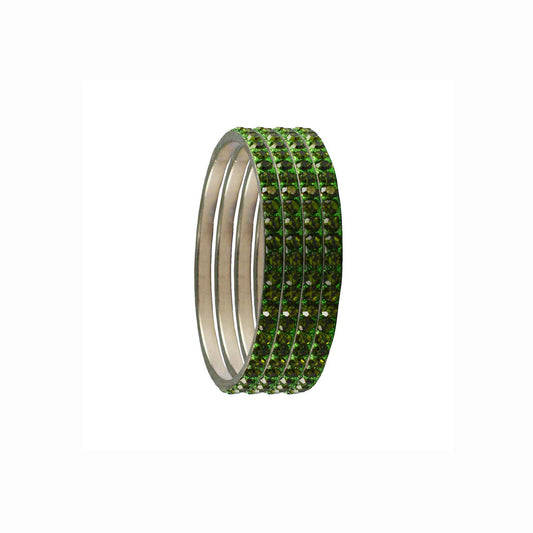 Light Green Stone Brass Bangle With Extra Large Size  (Pack Of 4) (sku-ban3198)