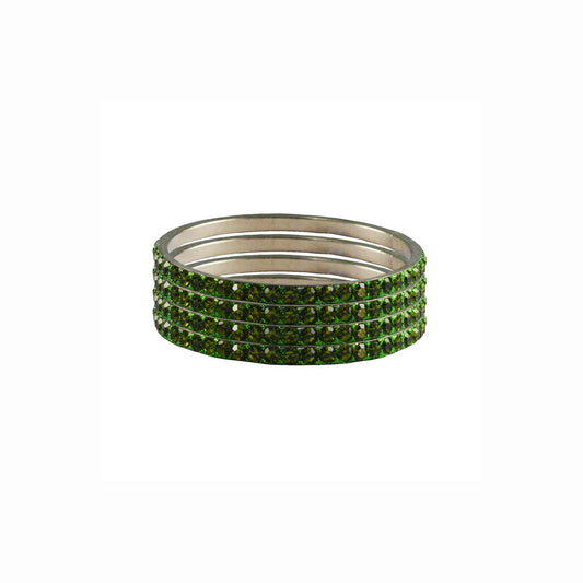 Light Green Stone Brass Bangle With Extra Large Size  (Pack Of 4) (sku-ban3198)