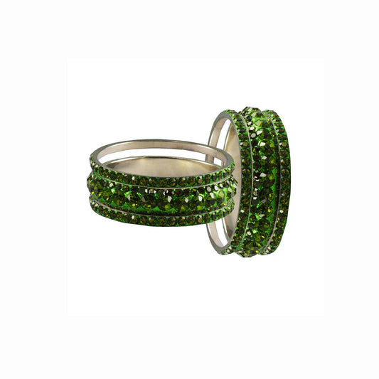 Light Green Stone Brass Bangle With Extra Large Size  (Pack Of 6) (sku-ban3199)