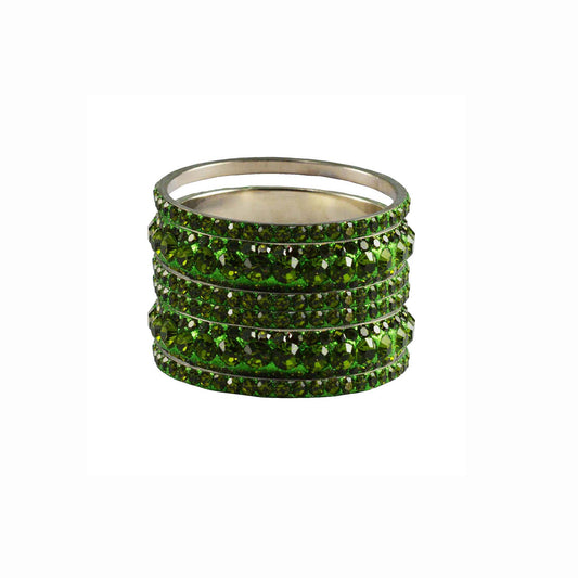 Light Green Stone Brass Bangle With Extra Large Size  (Pack Of 6) (sku-ban3199)