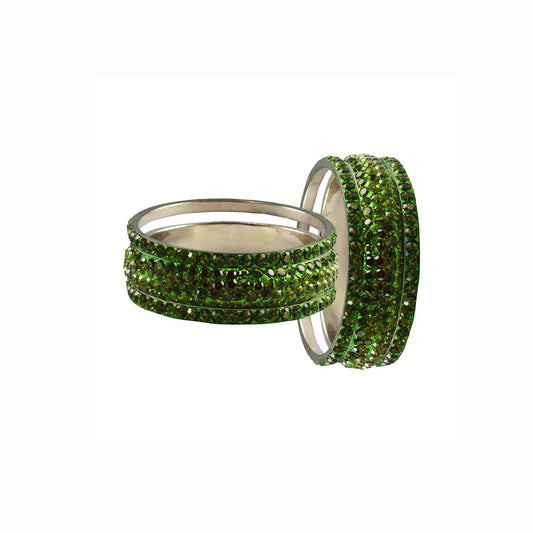 Light Green Stone Brass Bangle With Extra Large Size  (Pack Of 6) (sku-ban3200)