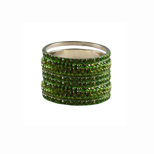 Light Green Stone Brass Bangle With Extra Large Size  (Pack Of 6) (sku-ban3200)