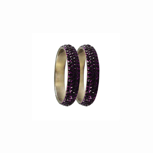 Dark Rani  Stone Brass Bangle With Extra Large Size  (Pack Of 2) (sku-ban3202)
