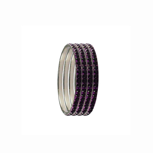 Dark Rani  Stone Brass Bangle With Extra Large Size  (Pack Of 4) (sku-ban3203)