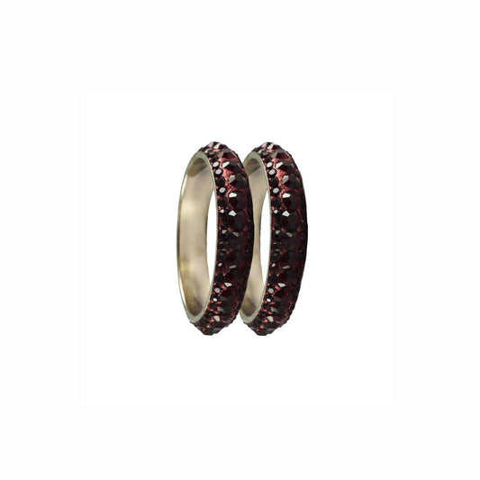 Maroon Stone Brass Bangle With Extra Large Size  (Pack Of 2) (sku-ban3206)