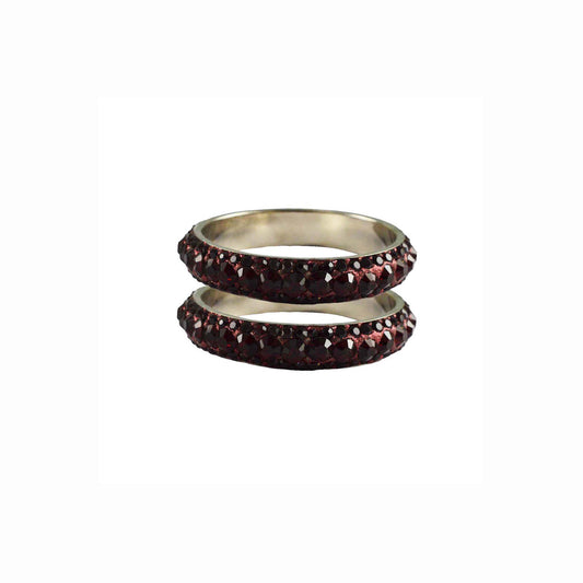 Maroon Stone Brass Bangle With Extra Large Size  (Pack Of 2) (sku-ban3206)